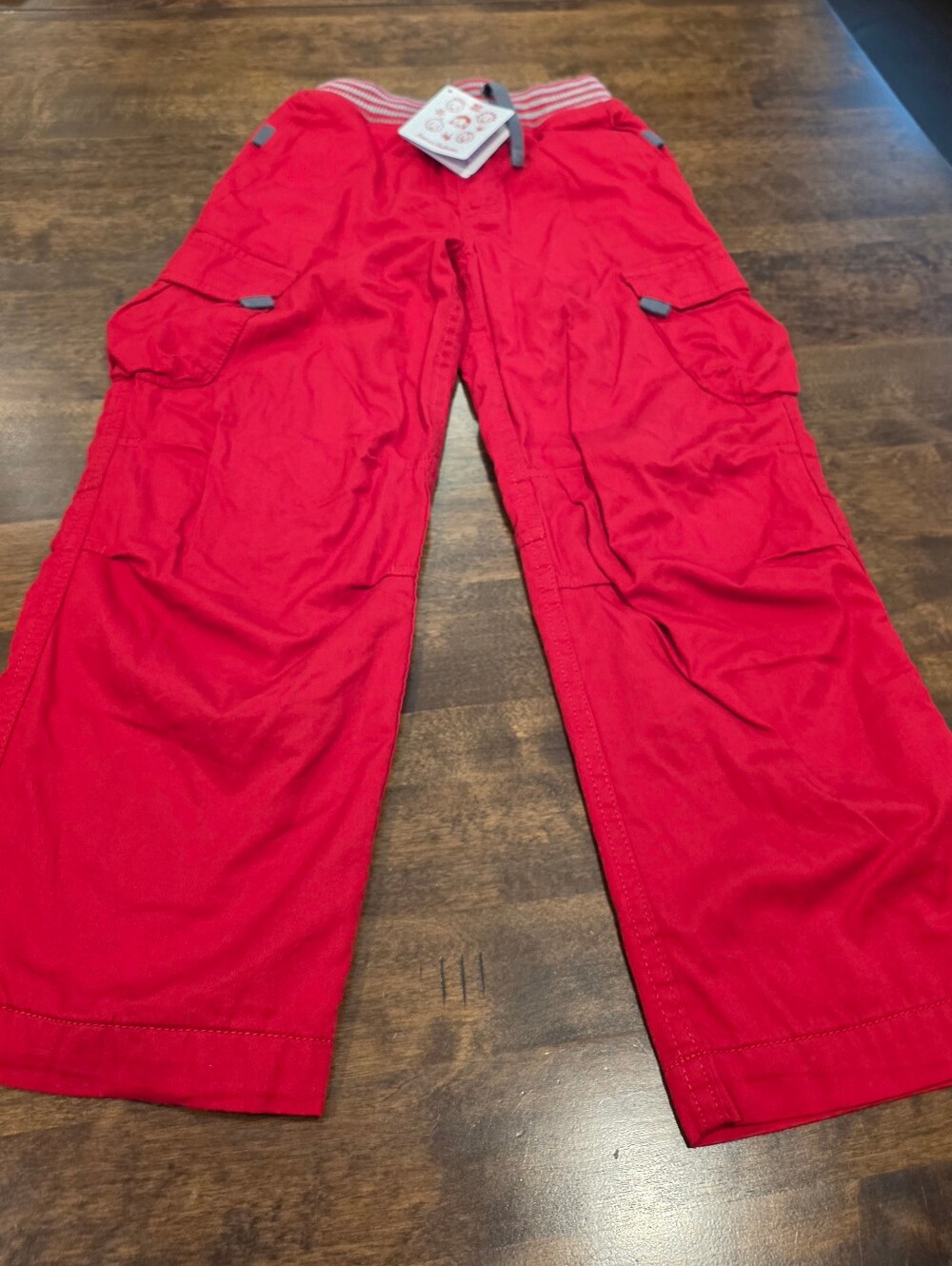 NWT Hanna Andersson Bright Red Kids Cargo Pants 120/ 6-7